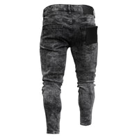 Men’s Ripped Denim Jeans Stretch Fit Street Style